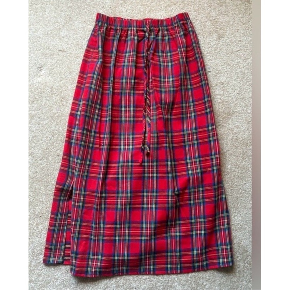 Bedford Fair Red Plaid Cotton Skirt Women's Size M/P Classic